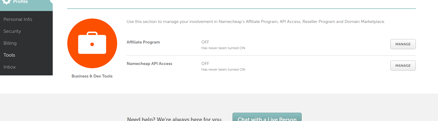namecheap profile