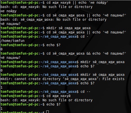 как работает && и || в баш